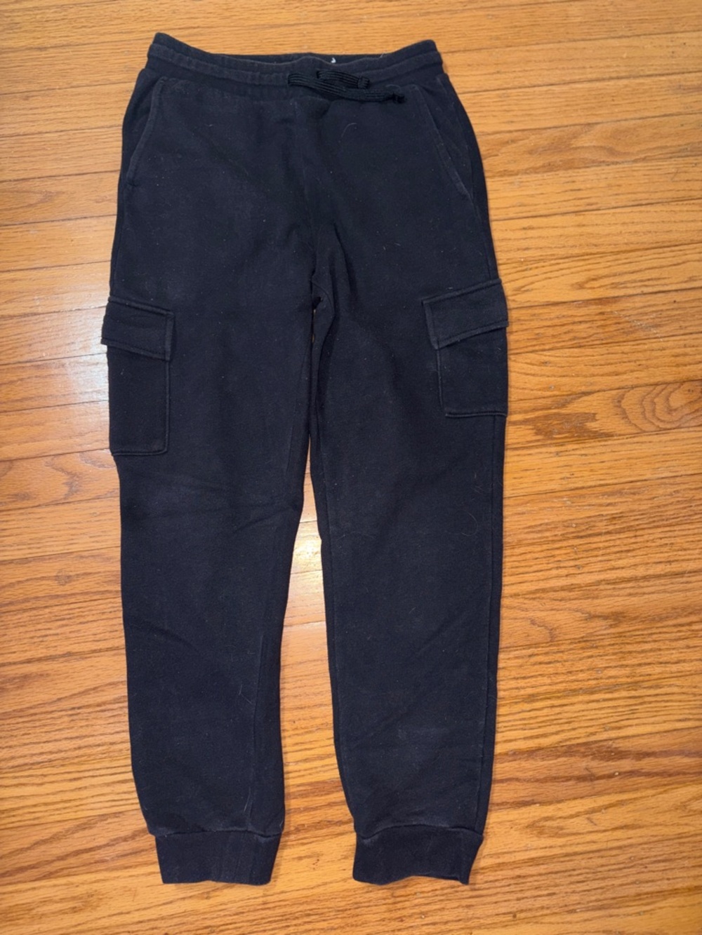 tek gear black fleece jogger pants size 14/16 boys